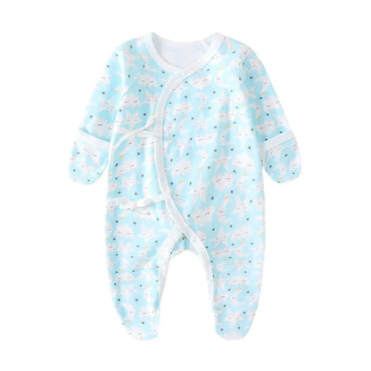 Boys Girls Long Sleeve Jumpsuit for Four Seasons Clothing Pure Cotton Universal Newborn Baby Cute Printed Foot Wrapped Bodysuit