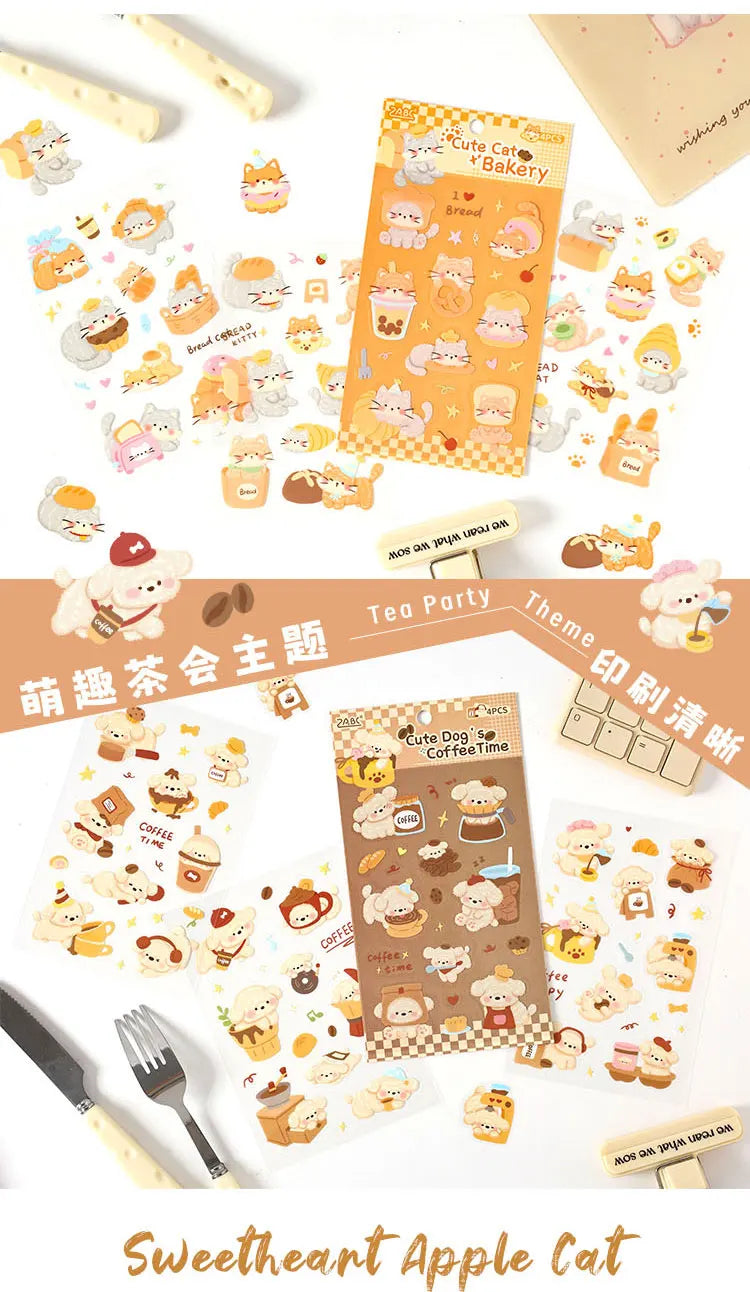 4/16 Pcs Cute Pet Club PET Stickers Pack for Junk Journal DIY Scrapbooking School Supplies Handmade Collage Creative Stationery