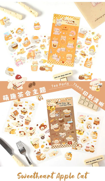 4/16 Pcs Cute Pet Club PET Stickers Pack for Junk Journal DIY Scrapbooking School Supplies Handmade Collage Creative Stationery