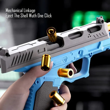 Mechanical G17 Soft Bullet Toy Gun Shell Throwing Continuous Firing Launcher Model Outdoor Sports Shooting Games for Children