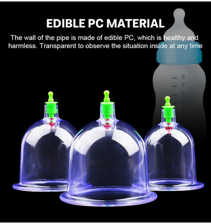 6 Suction Cups for Back-Vacuum Cupping Massage Kit w/ Pump Gun Body Massage Anti-Cellulite