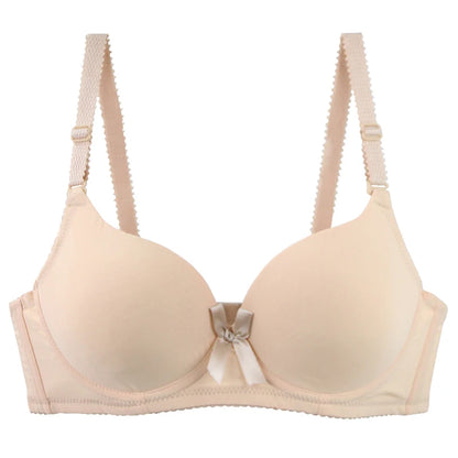 2025 New Sexy Bow Sweat Absorption Bras Solid Smooth 34/75 36/80 38/85 40/90 42/95 44/100 ABC Cup Underwear Pus Up Lingerie