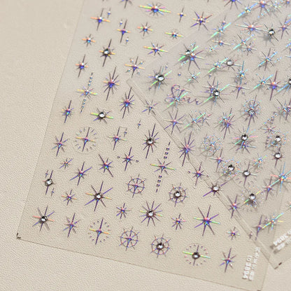 Gold Silver Starlight Laser Pink Colorful Glitter Star Bronzing Rhinestones Relief Nail Art Decorations Stickers Manicure Decals