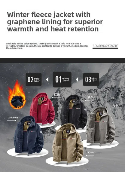 Autumn and Winter New Retro Trendy Jacket Men's Double Sided Polar Fleece Business Leisure Outdoor Couple Coat Top