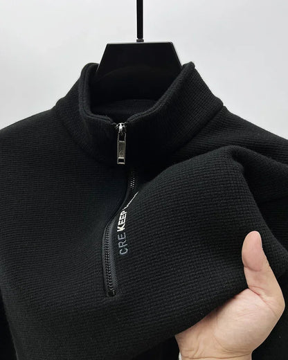 Men's Knitwear Solid Color Chunky Half Zipper Thickening Sweater Warm Sweater Fashion Luxury Men's Clothing Turtleneck Sweater