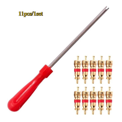 1set Tire Valve Core Screwdriver Tool Multifunctional Tire Valve Stem Tool Standard & Large Bore Tyre Nipple Core Removal Inser