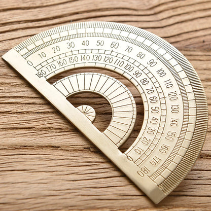 Retro Brass Straight Rulers Centimeter Inches Metal Triangle Ruler Protractor Stationery Measuring Tool School Office Supplies