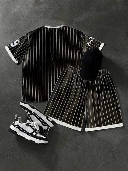 The 2025 summer new men's set features street fashion casual comfort softness breathability and 3D digital pattern printing
