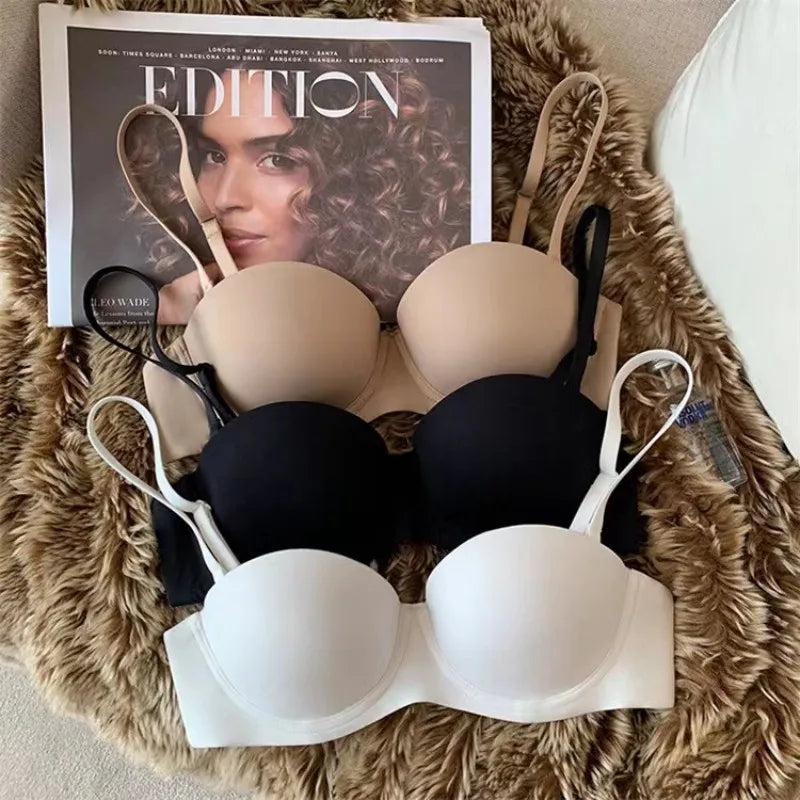 Women Seamless Bra Half-Cup Push-Up Bra Ladies Soft Underwear 2 Hook Back Comfort Non-wire Bralette Sexy Lingerie Size S-XL