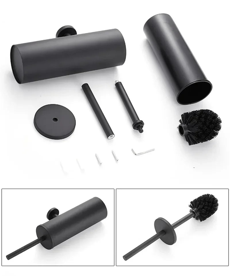 304 Stainless Steel Wall Mounted Bathroom Scrubber, Odor Proof Hanging Toilet Bowl Cleaning Brush with Holder