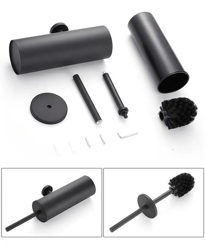 304 Stainless Steel Wall Mounted Bathroom Scrubber, Odor Proof Hanging Toilet Bowl Cleaning Brush with Holder