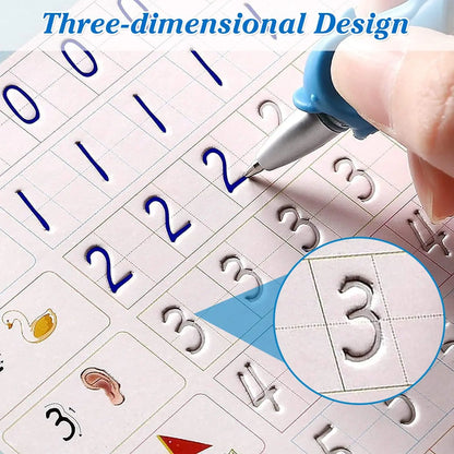 4 Books Spanish Montessori Magic Practice Copybook Set Reusable Handwriting Tracing Workbook Alphabet Number Math Drawing