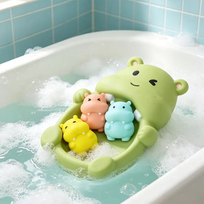 Baby Bath Toys Floating Hippo Seal Animal Family Water Play Set Toddler Bathtub Shower Fun