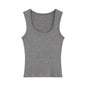 Spring Women U-Neck Knit Tank Top Cashmere-Like Fabric Elastic Slim Fit Sleeveless Camisole Solid Color Base Layer Stylish Vest
