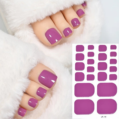 22Tips Solid Color Self-adhesive Gel Stickers for Toe Nails Waterproof Long-lasting Toenail Stickers Toe Full Cover Toenail Wrap