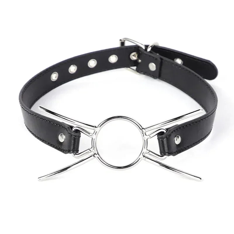 PU Leather Spider X Style O Ring Open Mouth Gag BDSM Oral Restraint Fetish Play Toy For Adult Men Women Couples