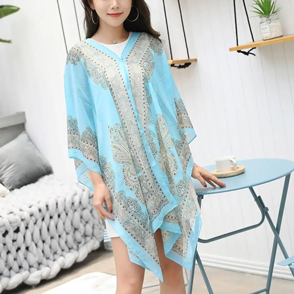 Women Shawl Cashew Print Beads Ladies Loose-fitting Sexy Cover Up for Vacation Woman Scarf Ladies Shawl