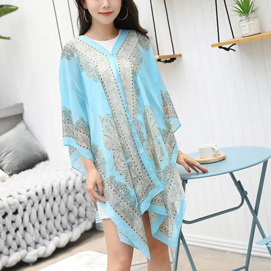 Women Shawl Cashew Print Beads Ladies Loose-fitting Sexy Cover Up for Vacation Woman Scarf Ladies Shawl