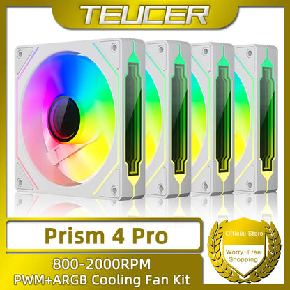 TEUCER Prism4 Pro ARGB Fan 120mm PC Case Fan Kit 4pin PWM CPU Cooling Fans 3pin 5v RGB 12cm Gaming Computer Fan