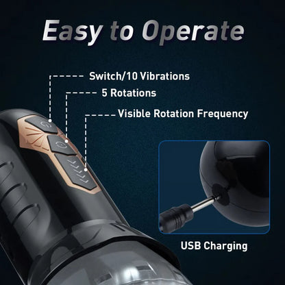 With 5 Rotating Speeds and 10 Modes Male Sucking Masturbator 3D Labia Penis Massager Penis Glans Trainer Masturbator Male Toys