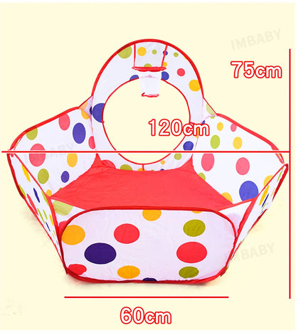 Senior 3-in-1 Foldable Baby Playground Children's Game Tent Baby Ball Fence with Crawling Tunnel Basketball Frame Children Gifts