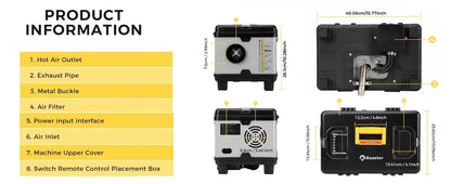 TB10 8KW Toolbox Diesel Air Heater 12V/24V/220V With Adapter/Auto Thermostat/Bluetooth App/Display For Truck Car Parking Heater