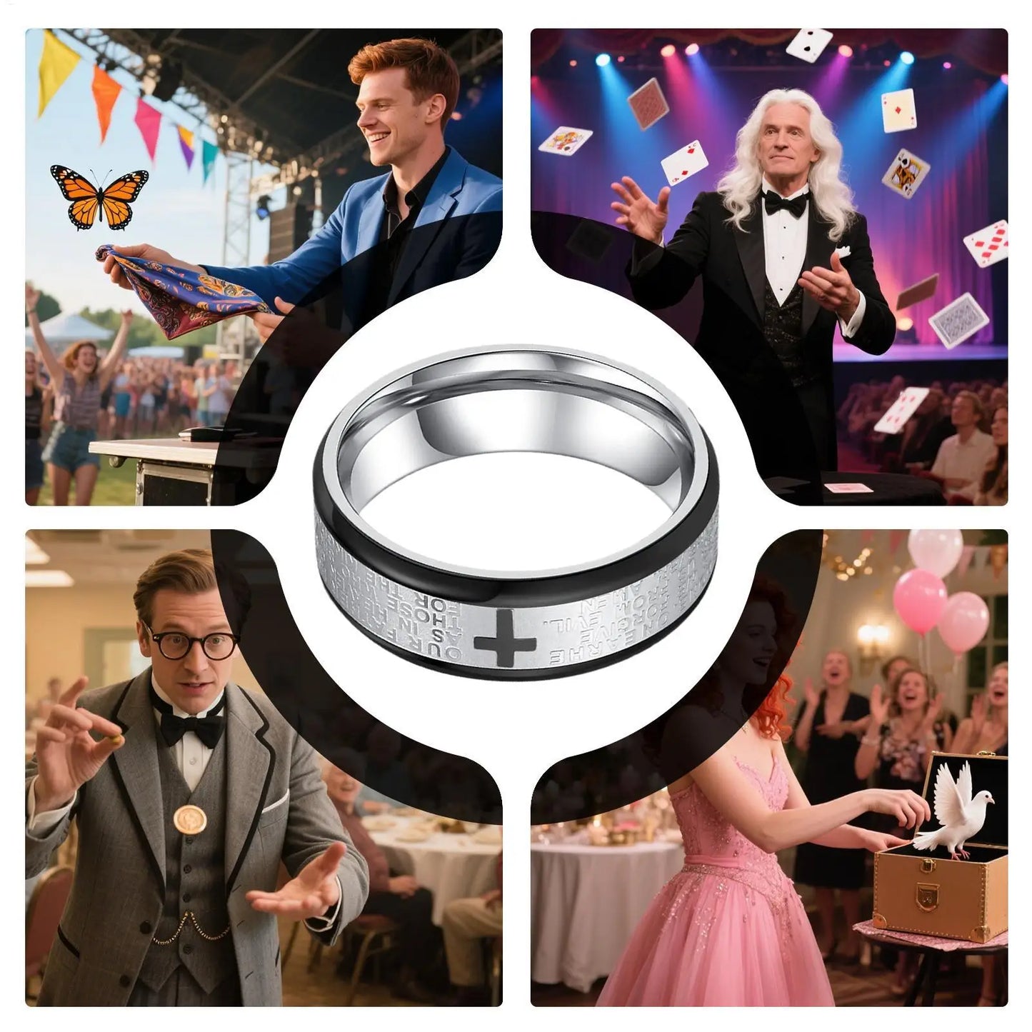 1pcs Cool Metal Floating Ring Magic Trick Toy Easy Operating Levitation Magic Props Classic Street Stage Performance Toys Funny