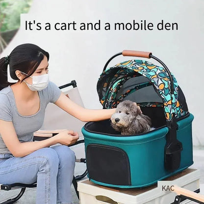 2026 New Dog Stroller Lightweight Foldable Separable Pet Cart, 21.5cm Large Wheel Safe Box for Cat Dog Outdoor Travel 강아지 유모차