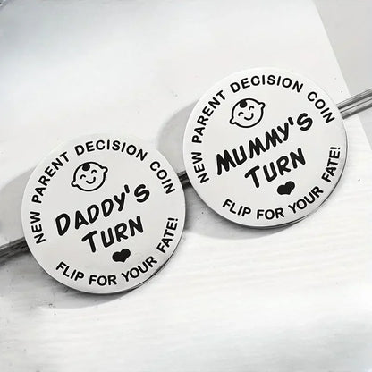 1pcs Funny Baby Gift New Parents Decision Coin Double Sided Pregnancy Gifts New Dad Mom Gifts for First Time to be Daddy Mummy