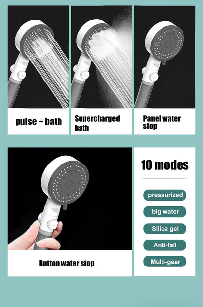10 Spray Modes Filtered Shower Head High-Pressure Handheld Showerhead Water Saving Fall Resistance Bathroom Shower Nozzle
