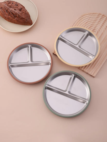 1PCS Stainless Steel Dishes Plate Detachable Suction Bowl For Baby Feeding BPA Free Silicone Base Tableware Newborn Essentials