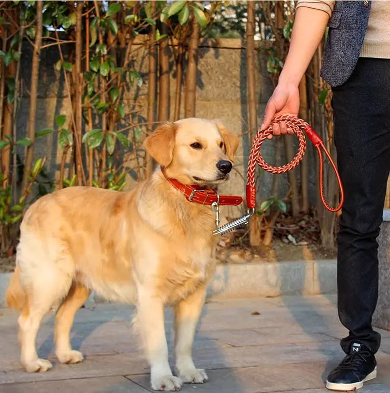 Heavy and Duty Large Dog Leash Genuine Leather Braided Dog Training Leash for Shepherd Medium Large Dogs Pet Supplies