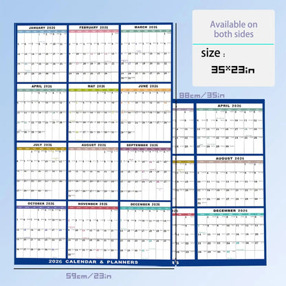 NEW Large Wall Calendar Dry Erase 12 Month Wall Annual Calendar 2026 Yearly Schedule Organizer For Indoor Home Fridge Office