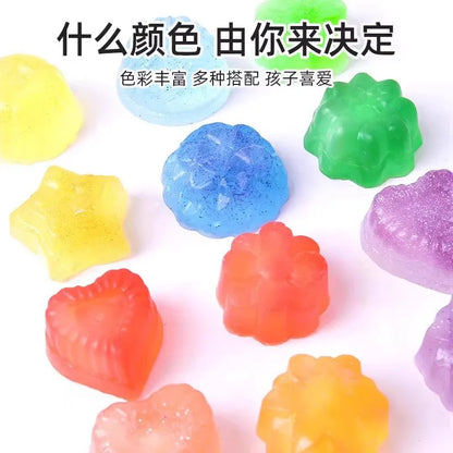 Kids DIY Soap Making Kit Gem Crystal Shapes Handcraft Art Set Creative Molding Craft Toy Birthday Gift for Girls Boys Hobby Play