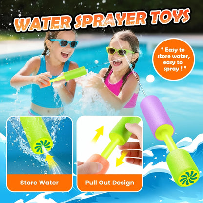 8/16Pcs Small Water Guns And Absorbent Water Balloons Toys Summer Foam WaterGun Outdoor Swimming Pool Beach Party Games Toys
