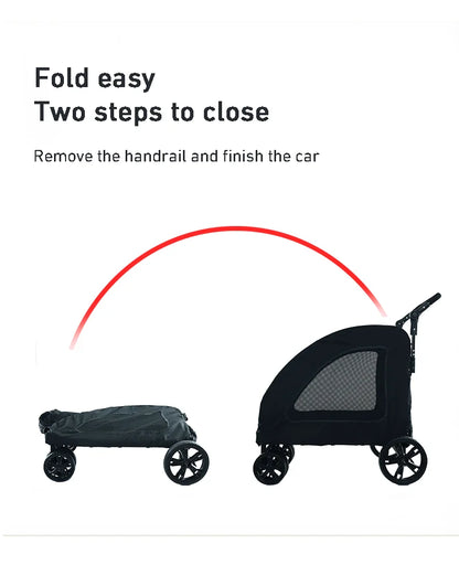 Large-sized Pet Stroller for Outdoor Travel Dog Mobility Scooter Large Capacity Dog Car Multifunctional Foldable Pet Stroller