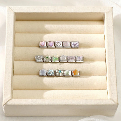 Fashion Heart Bow Knot Butterfly Star Rose Flowers Italian Charm Links Fit 9mm Stainless Steel Bracelet Women DIY Making Gift
