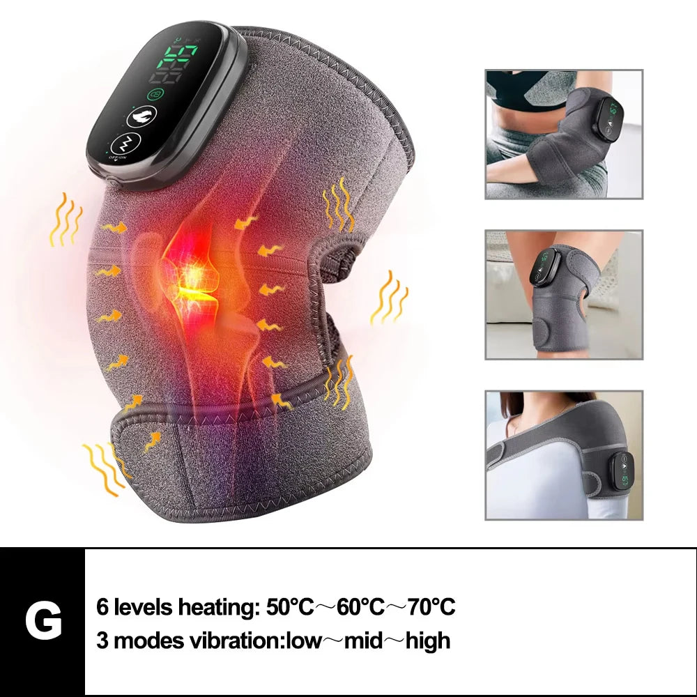 Electric Heated Vibration Knee Massage Pad 3 in 1 Massager for Shoulder Elbow Hot Compress Thermal Joint Brace Muscle Relaxation