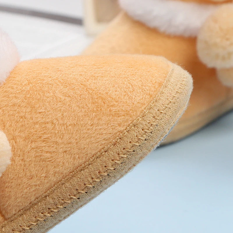 Newborn Baby Girls Boys Soft Booties Solid Pompom Snow Boots Infant Toddler Newborn Warming Shoes New Fashion Comfortable Shoes