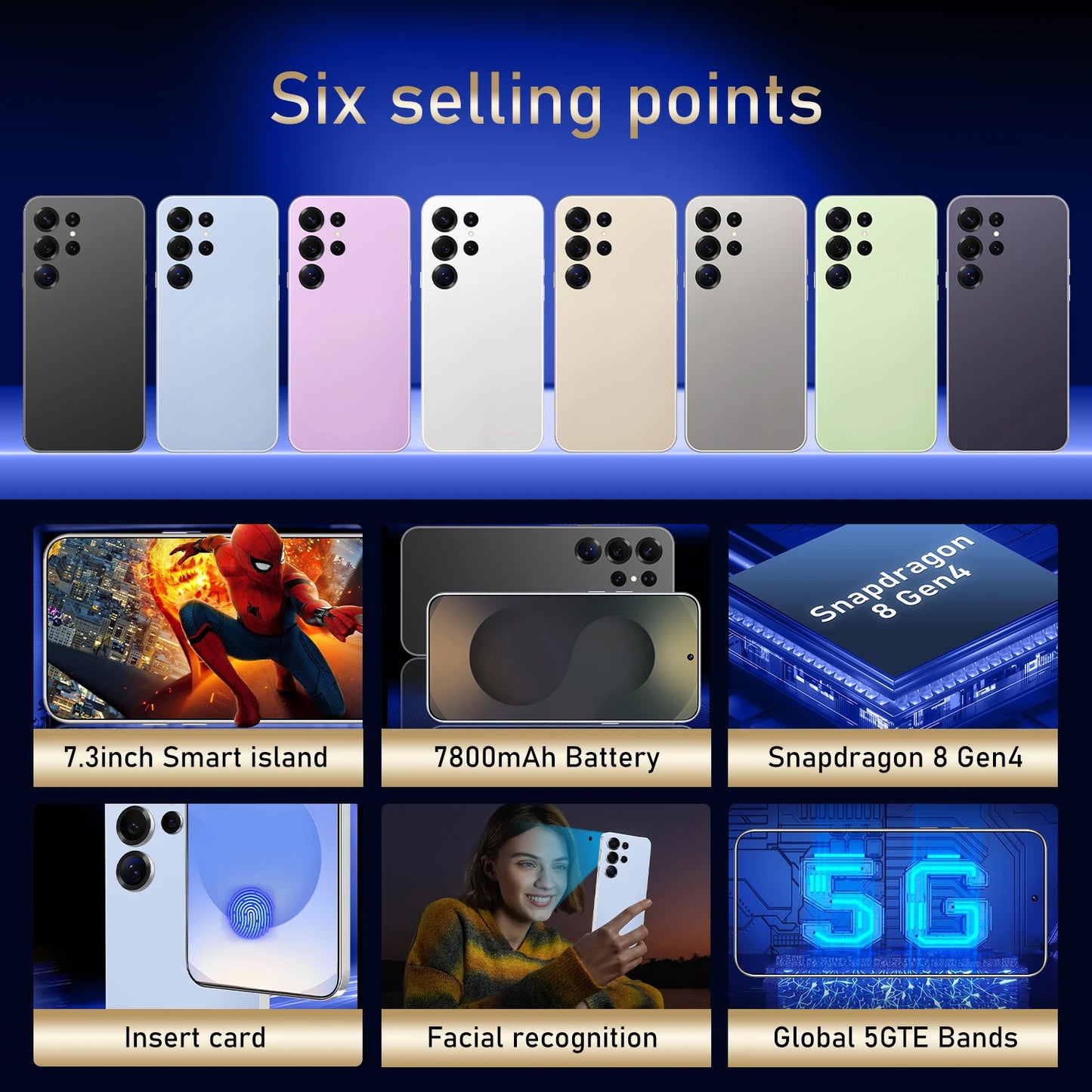 Hot Original Smartphone for S26 Ultra 7.3HD Cell Phone 5G Dual Sim 16MP+48MP 22G+2TB 7800mAh Android 14 Unlocked Mobile Phones