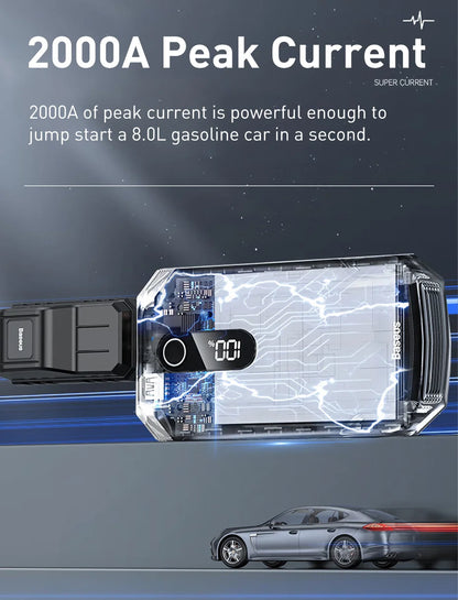 Baseus 2000A Car Jump Starter 20000mAh Power Bank Car Booster for Auto Battery Charger Petrol Diesel 12v Car Starter Device
