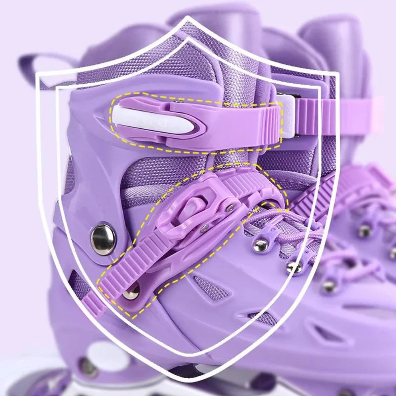 Kids Inline Roller Skate Shoes For Women Men Adult Flashing Quad Sneakers For Boys Girls Outdoor Skating Skates Gifts Full Set