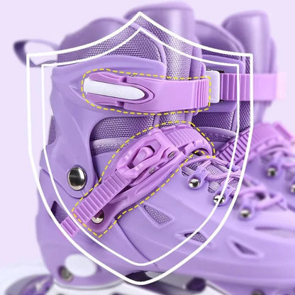 Kids Inline Roller Skate Shoes For Women Men Adult Flashing Quad Sneakers For Boys Girls Outdoor Skating Skates Gifts Full Set