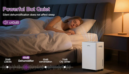LOEFME 10L/Day Air Dehumidifier Moisture Absorber Home Air Dryer 1.5L Water Tank W/ 3M Hose For Home Basement Bathroom Wardrobe