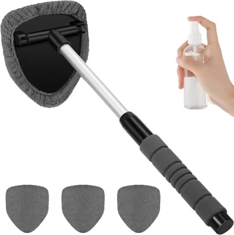 Telescopic Car Window Windshield Cleaning Brush Set Microfiber Window Glass Cleaner Car Window Cleaner Scraping Mist Eliminator