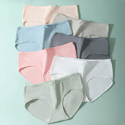 7Pcs Week Pants Cotton Women Panties Breathable Solid Underwear Cute Girls Briefs Soft Underpants Sexy Low Waist Female Lingerie