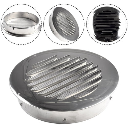 1PCS Circle Air Vent Grill Cover Stainless Steel Silver 70-160mm Round Exterior Wall Duct Ventilation Tool Accessories Home Part