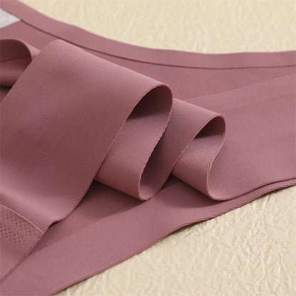 4PCS Ultra-thin Seamless Underwear Women's Invisible Panties Sexy Ice Silk Thongs Low Waist Breathable Bikini Stretchy Lingerie