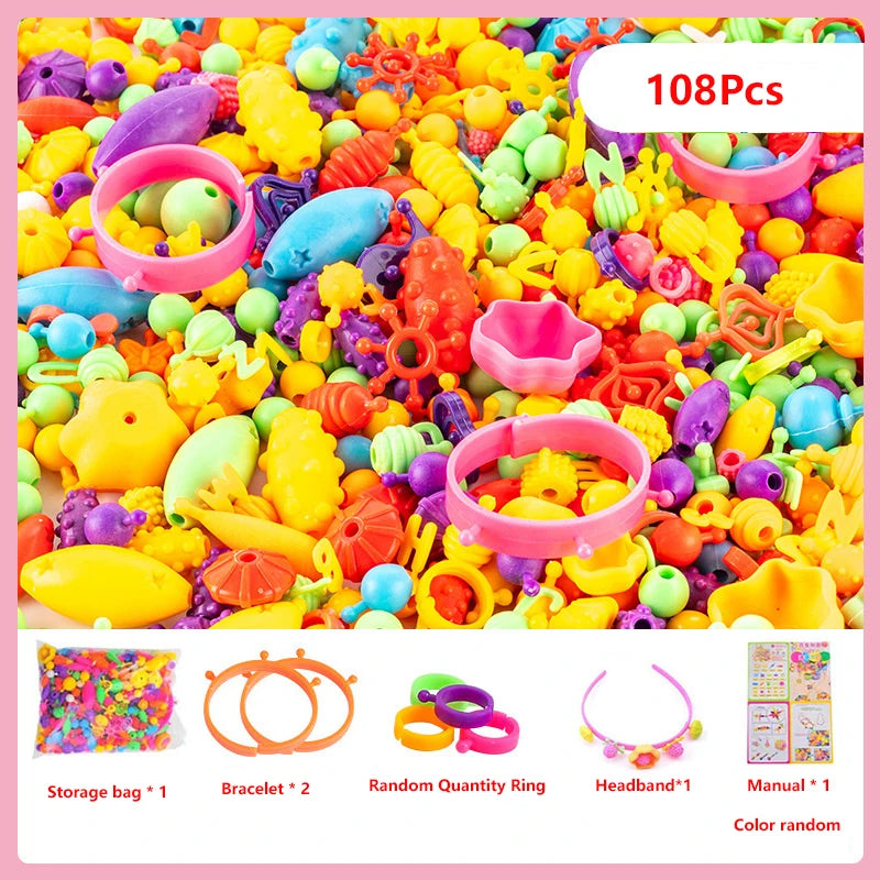DIY Pop Beads Girl Toy Creativity PopArty Beads Snap-Together for Kid Crafts Children Bracelet Jewelry Fashion Kit Toy for Girl