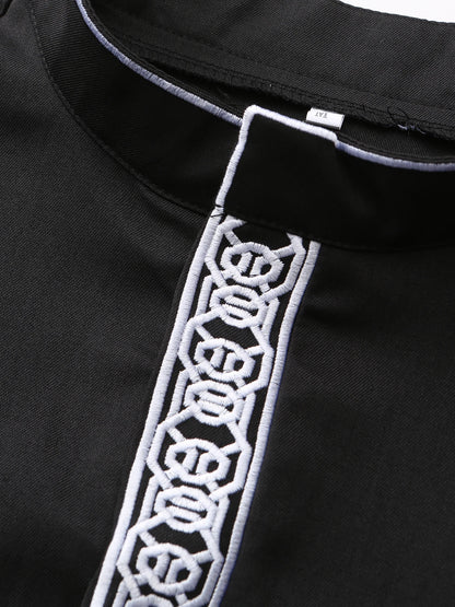 Islamic Men's Traditional Clothing Long Sleeve Embroidered Stand Collar Loose Men's Robe Arabic Ethnic Style Men's Casual Forma
